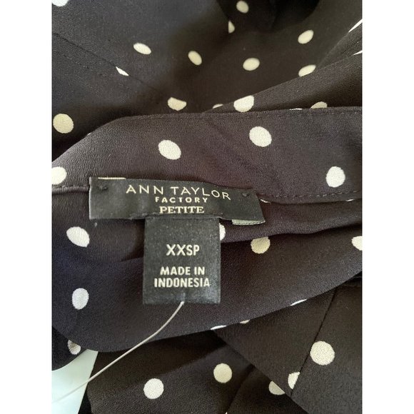 Ann Taylor Blouse Shell Black & White Polka Dot Size XXS Petite Career New w Tag - Picture 12 of 16
